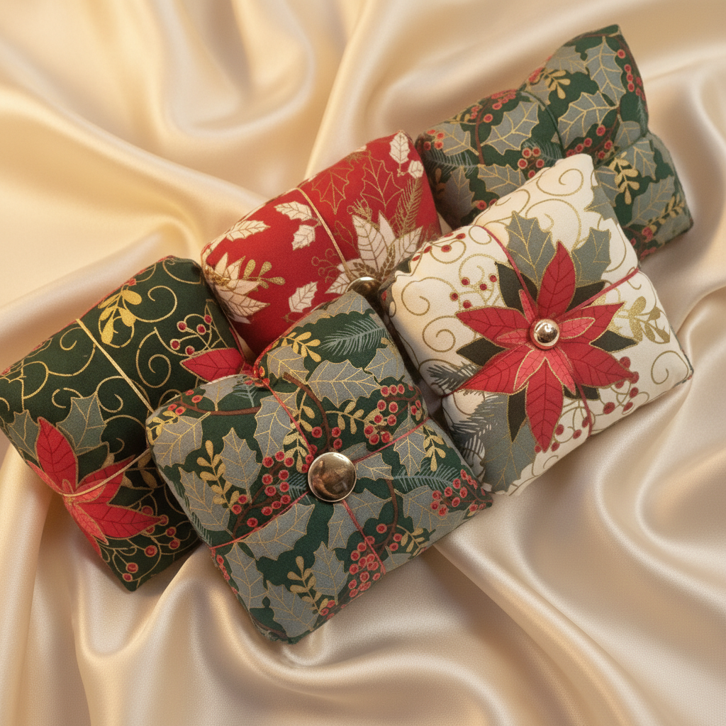 Seasonal Christmas Parcel Pincushion - Rose & Thimble