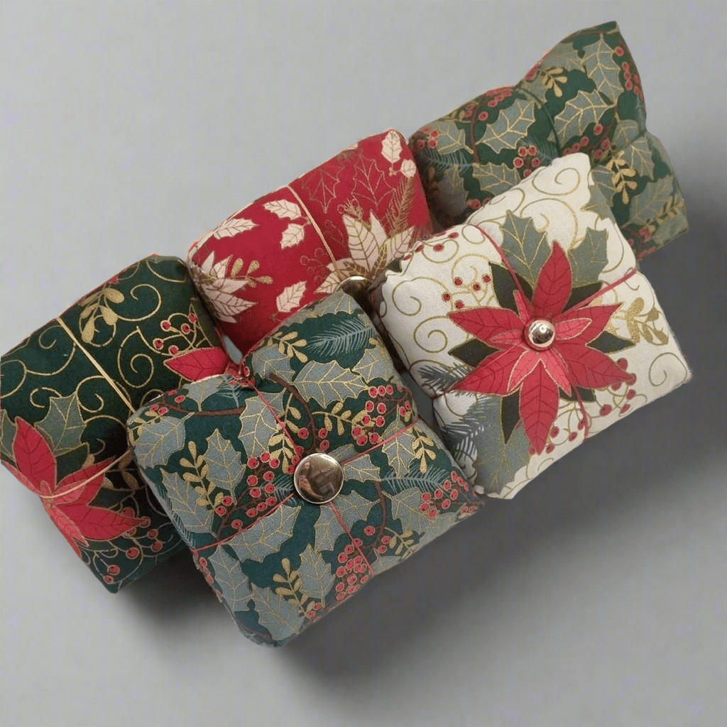 Seasonal Christmas Parcel Pincushion - Rose & Thimble