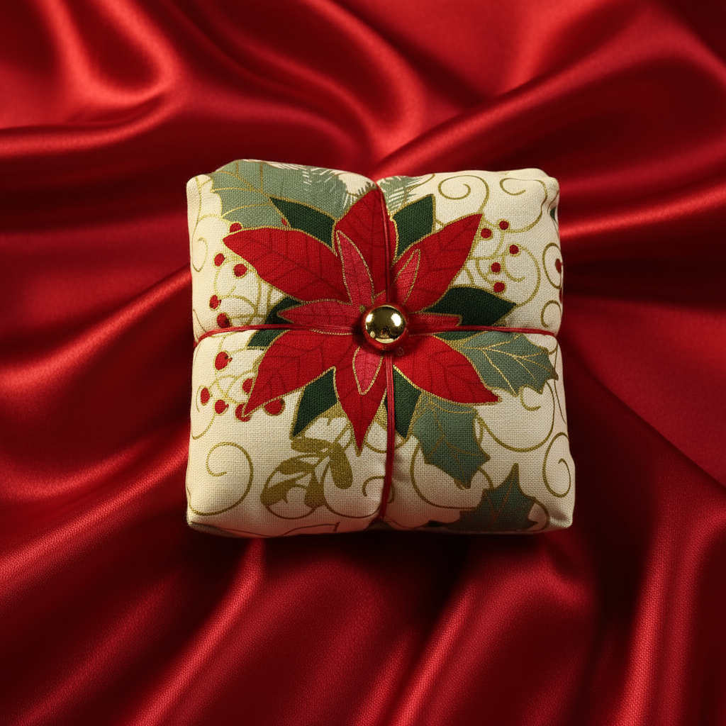 Seasonal Christmas Parcel Pincushion - Rose & Thimble