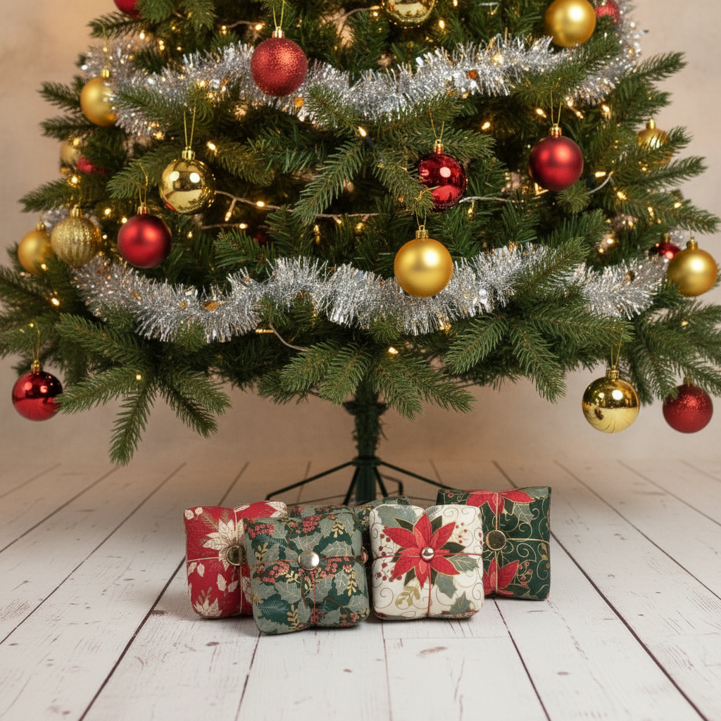 Seasonal Christmas Parcel Pincushion - Rose & Thimble