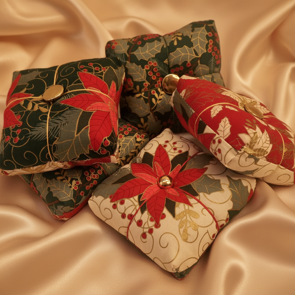 Seasonal Christmas Parcel Pincushion - Rose & Thimble